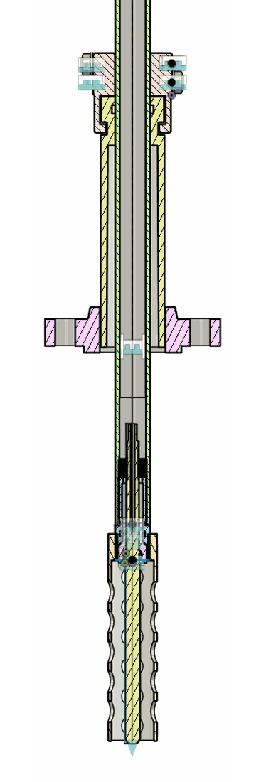 NG-600-RF assembly, section through the full probe length